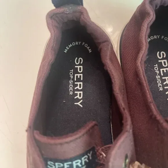Sperry Top Sider Shoes Womens 5.5 Crest Vibe Sneakers Maroon Fabric - Picture 3 of 11